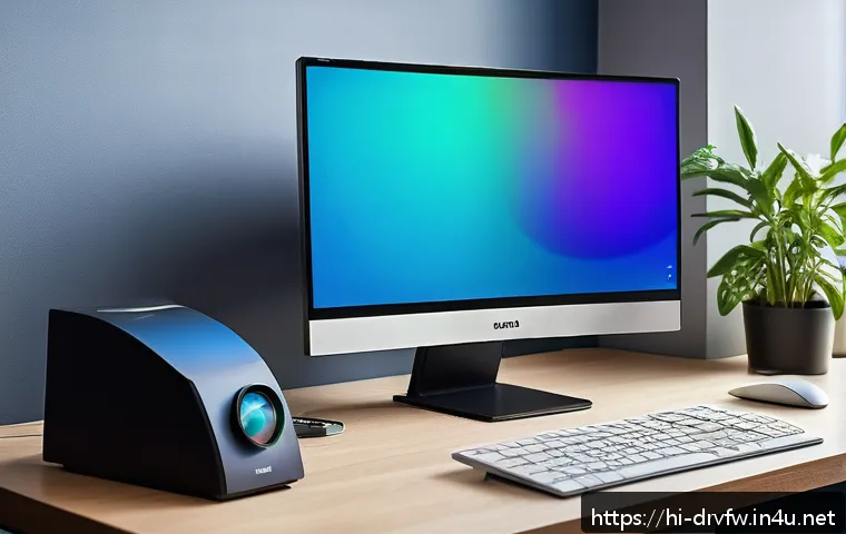 디스플레이 드라이버와 모니터 주사율 설정 - A modern home office setup featuring a high-resolution monitor displaying a vibrant color calibratio...